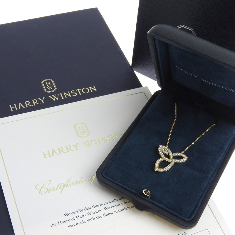 ハリーウィンストン HARRY WINSTONクラスター リリーネックレス K18 ダイヤモンド アクセサリー 中古 OBJ0195