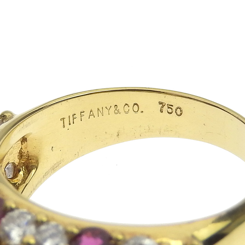 ティファニー TIFFANY & Co. パヴェリング リング 指輪 K18 ルビー ダイヤモンド 12.5号 アクセサリー 中古