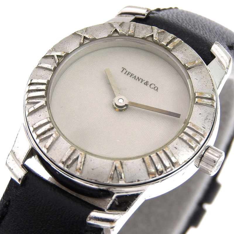 ティファニー TIFFANY & Co. 時計 アトラス レディース クォーツ 腕時計 SV925 革 グレー文字盤 中古 TI0105
