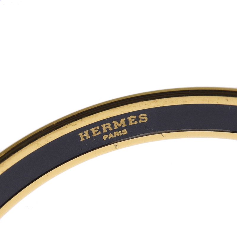 エルメス HERMES エマイユPM バングル ブレスレット ブラック系 ゴールド GP アクセサリー 中古 HE0431 | ロンド 大阪