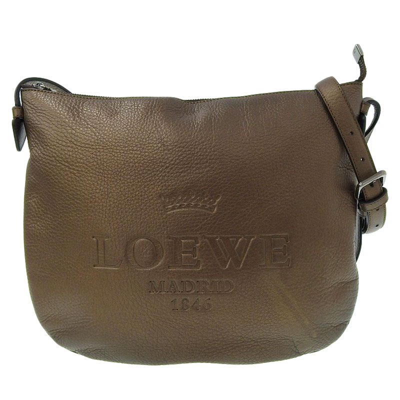 ロエベ LOEWE ヘリテージ ショルダーバッグ レザー ブロンズ バッグ