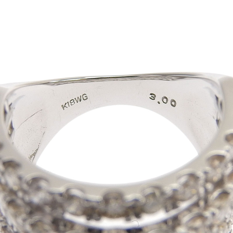 ダイヤモンド リング 指輪 K18WG ダイヤモンド 3.00ct 12号 美品 J0143 ...