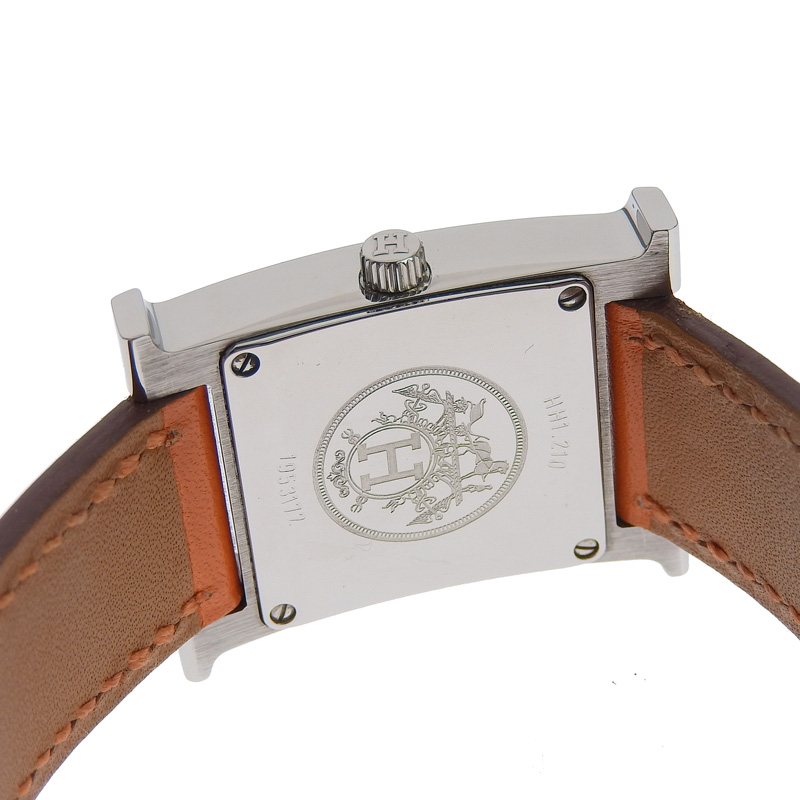 エルメス HERMES Hウォッチ レディース クォーツ 腕時計 SS 革 オレンジ文字盤 HH1.210 中古 HE0480 | ロンド