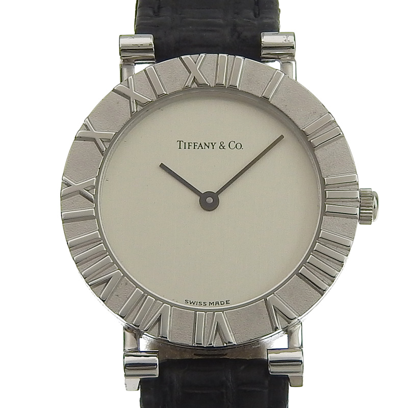 ティファニー TIFFANY & Co. アトラス レディース クォーツ 腕時計 SV 革 シルバー文字盤 中古 TI0110 | ロンド
