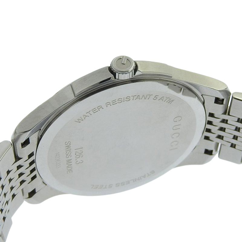 yuの腕時計グッチ 126.3 Gタイムレス SS ネイビー文字盤 QZ クオーツ メンズ