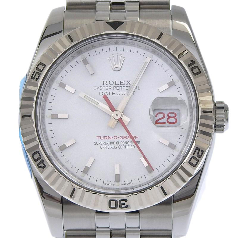 ロレックス ROLEX 時計 デイトジャスト ターノグラフ メンズ 自動巻き 腕時計 SS WG ホワイト文字盤 116264 D番 2005年 中古 RO0208