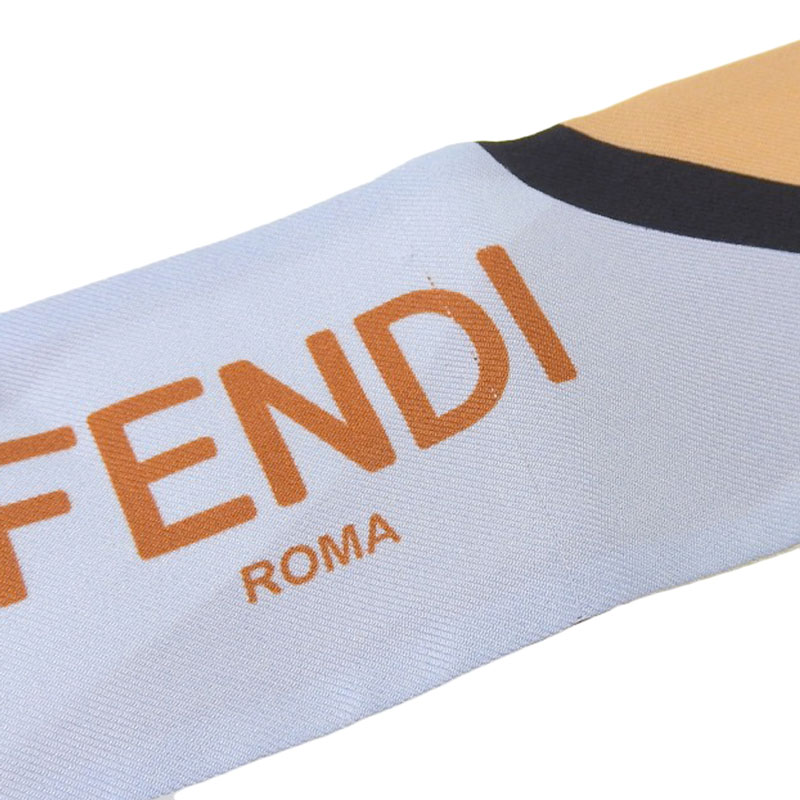 フェンディ FENDI ツイリー スカーフ シルク100% ライトブルー