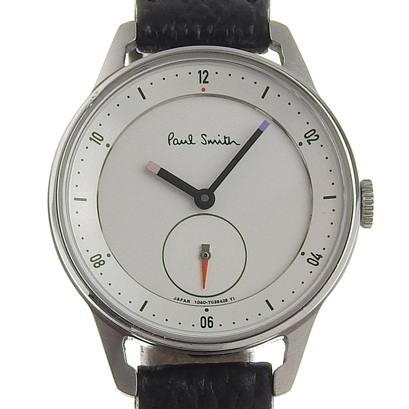 ポールスミス PAUL SMITH 時計 レディース クォーツ 腕時計 SS 革 ホワイト文字盤 1040-T024084 中古 OW0315