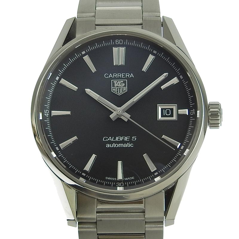 タグホイヤー TAG HEUER 時計 カレラ キャリバー5 メンズ SS 自動巻き 腕時計 ブラック文字盤 WAR211A 美品 OW0316