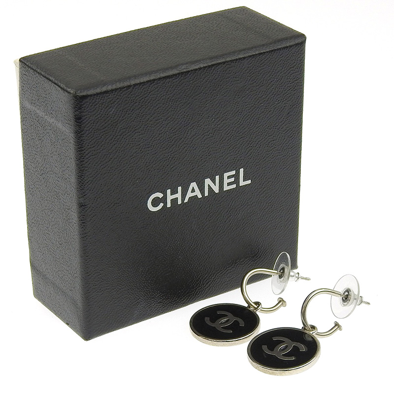 シャネル ピアス CHANEL ココマーク AB8979 ブラック+シルバー - ピアス