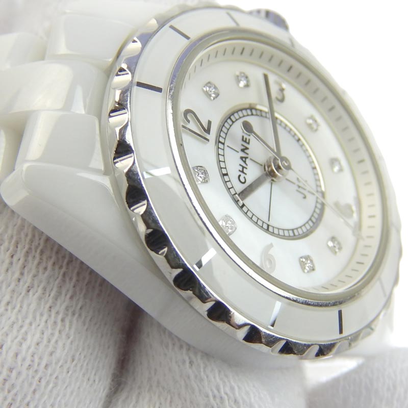 シャネル CHANEL J12 レディース クォーツ 腕時計 セラミック 8Pダイヤ 