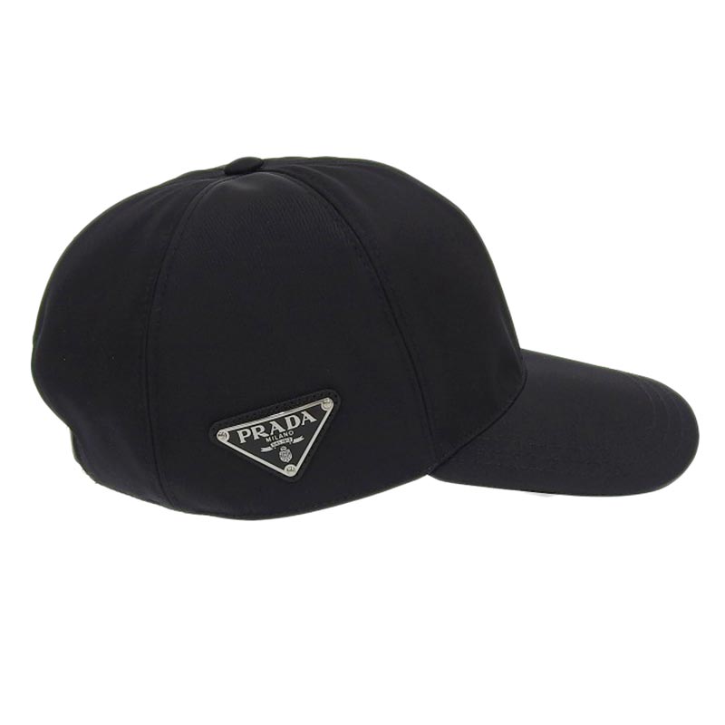 プラダ PRADA 帽子 ベースボールキャップ ナイロン ブラック Mサイズ