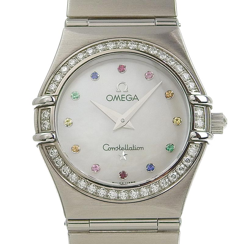 オメガ OMEGA コンステレーション アイリス レディース クォーツ 腕時計 SS 12Pカラーストーン シェル文字盤 1475.79 中古 OW0350