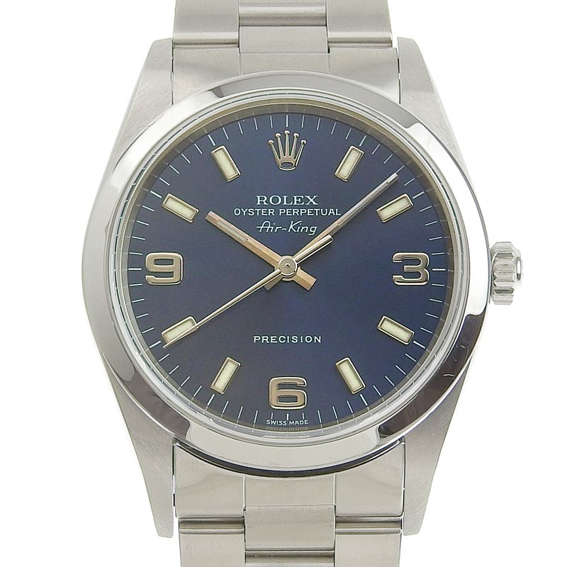 ロレックス ROLEX エアキング 14000 メンズ 自動巻き 腕時計 SS ブルー文字盤 A番 1999年 美品 RO0331