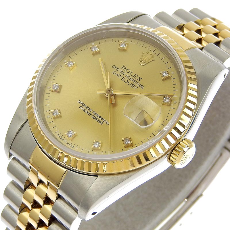 ロレックス ROLEX 16233G L番(1990年頃製造) シャンパン /ダイヤモンド メンズ 腕時計