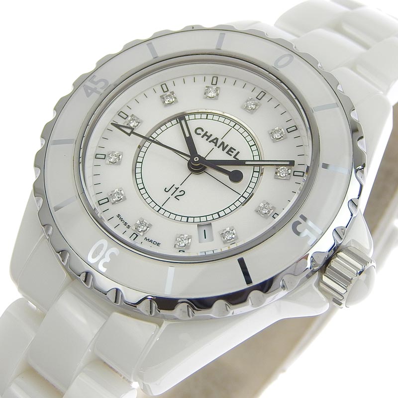 シャネル CHANEL J12 レディース クォーツ 腕時計 セラミック 12P シャネル CHANEL J12 レディース クォーツ 腕時計 セラミック 12P