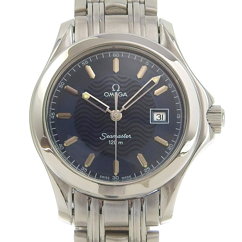 オメガ OMEGA シーマスター120 レディース クォーツ 腕時計 SS ブルー文字盤 2581.81 中古 OW0363