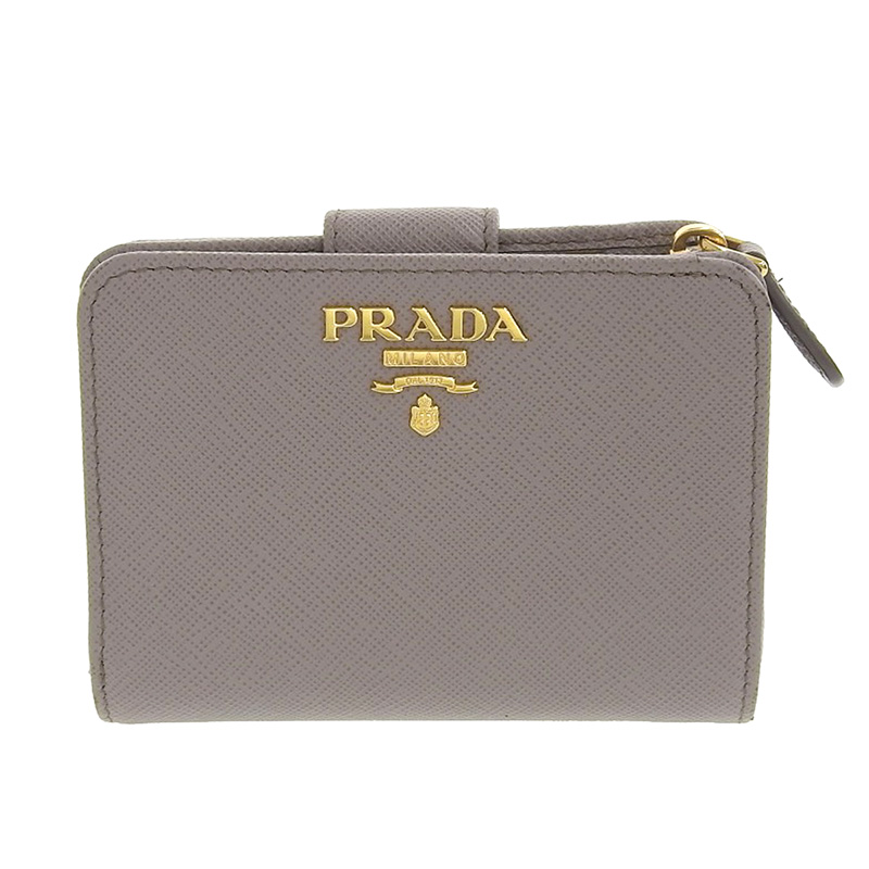 定11万美品 PRADA プラダ 1ML018 レザー二つ折り財布 ウォレット