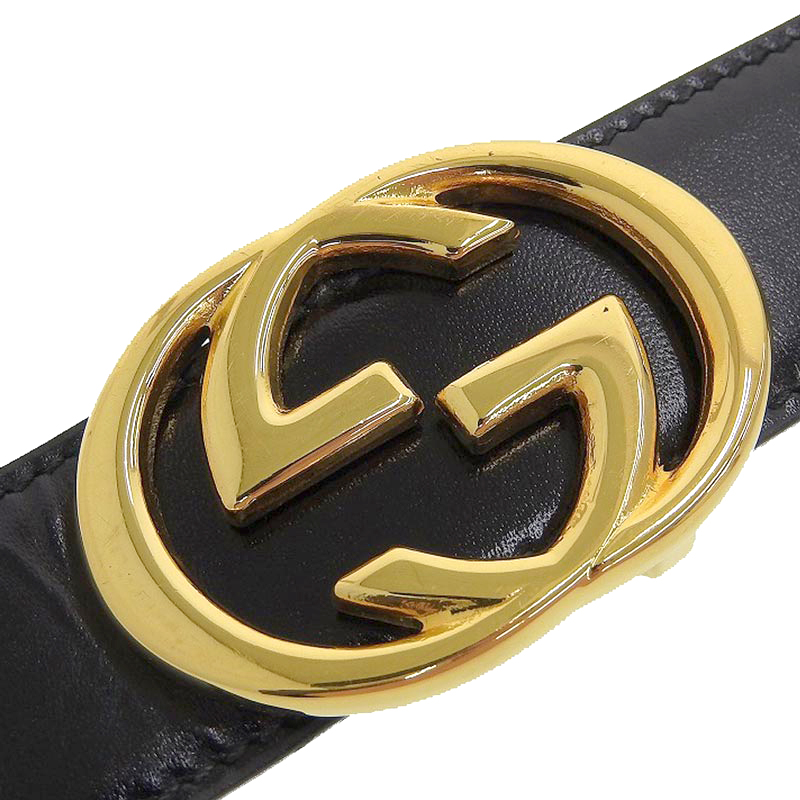 グッチ GUCCI ベルト GG レザー ブラック ゴールド金具 036・1192