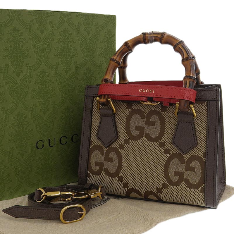 グッチ GUCCI 2WAYバッグ バンブー ダイアナ ミニトート ジャンボGG