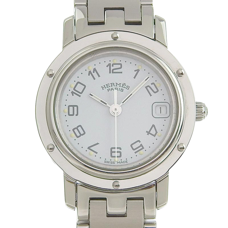 エルメス HERMES 時計 クリッパー SS レディース クォーツ 腕時計 ホワイト文字盤 CL4.210 中古 HE0649