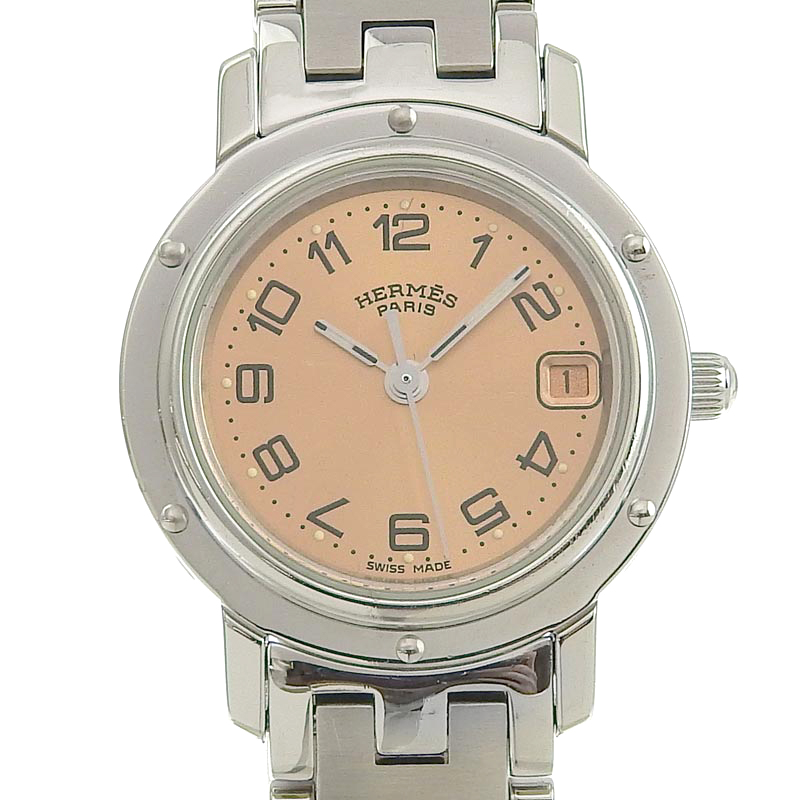 エルメス HERMES 時計 クリッパー SS レディース クォーツ 腕時計 ブロンズ文字盤 CL4.210 中古 HE0660