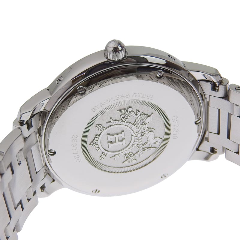 エルメス HERMES 時計 クリッパー デイト SS メンズ 自動巻き 腕時計 ホワイト文字盤 CP2.810 中古 HE0661