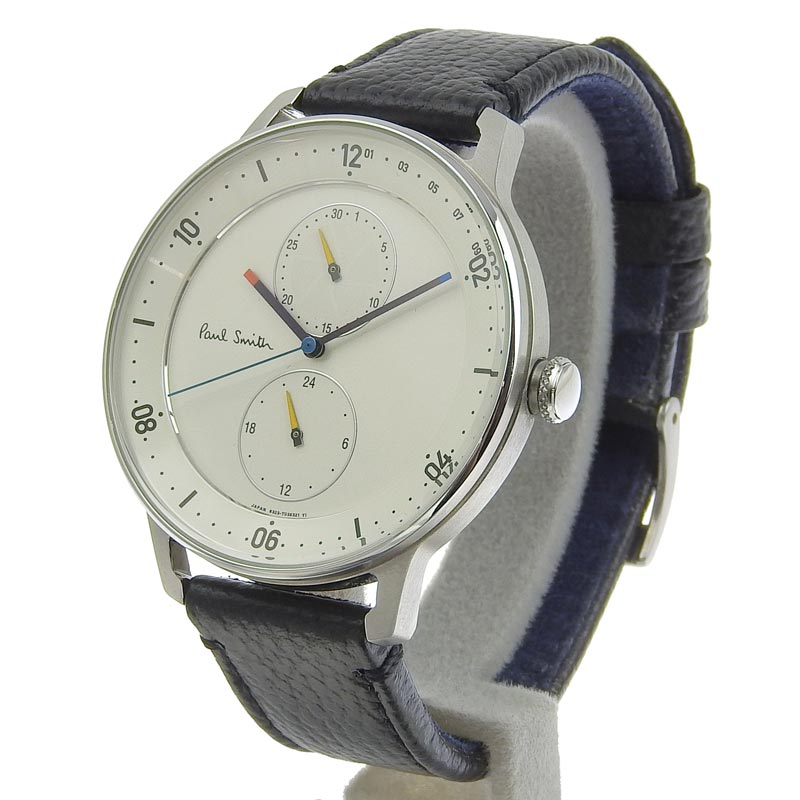 ポールスミス PAUL SMITH チャーチストリート メンズ クォーツ 腕時計 SS/革 ホワイト文字盤 6323-T024041 中古  OW0381 ロンド 大阪天神橋筋6丁目