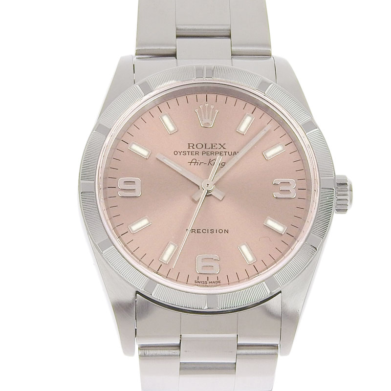 ロレックス ROLEX エアキング メンズ 自動巻き 腕時計 SS ピンク文字盤 腕時計 14010M K番 2001年 中古 RO0239