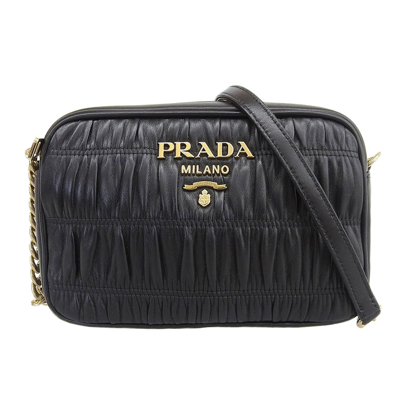 Prada プラダ チェーン ショルダーバッグ 本革 ブラック - ショルダー 