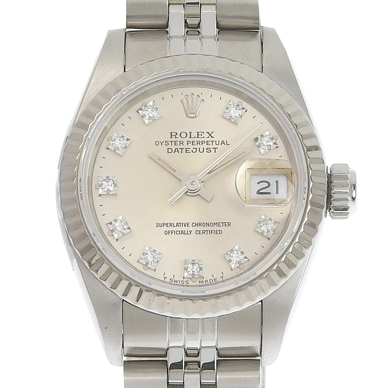 ロレックス ROLEX デイトジャスト 自動巻き 腕時計 レディース SS WG 10PD シルバー文字盤 69174G X番 1991年 中古 RO0246