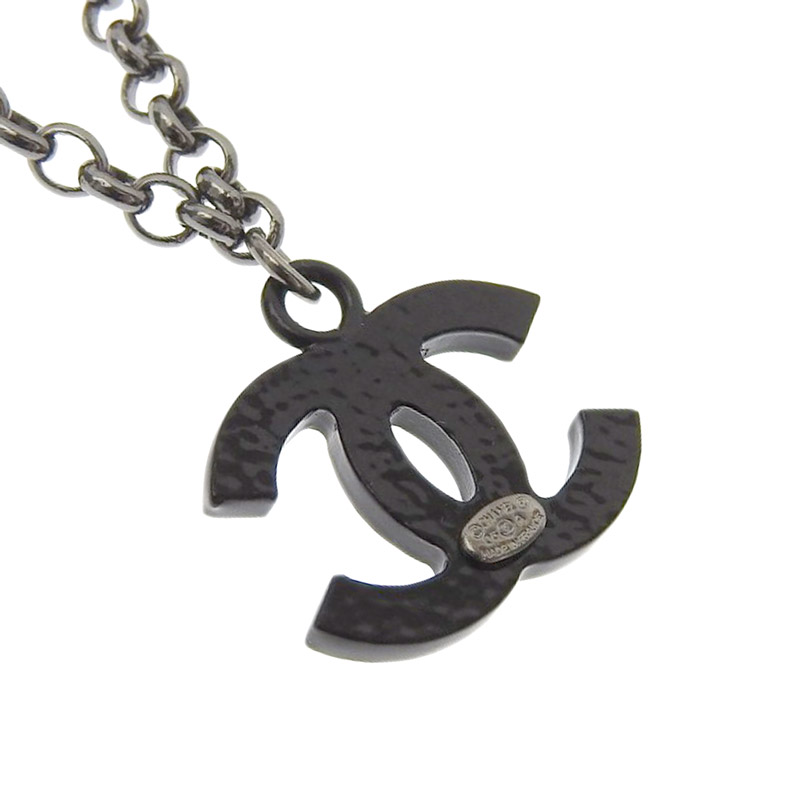 シャネル CHANEL ネックレス ココマーク ラインストーン ブラック 05A 