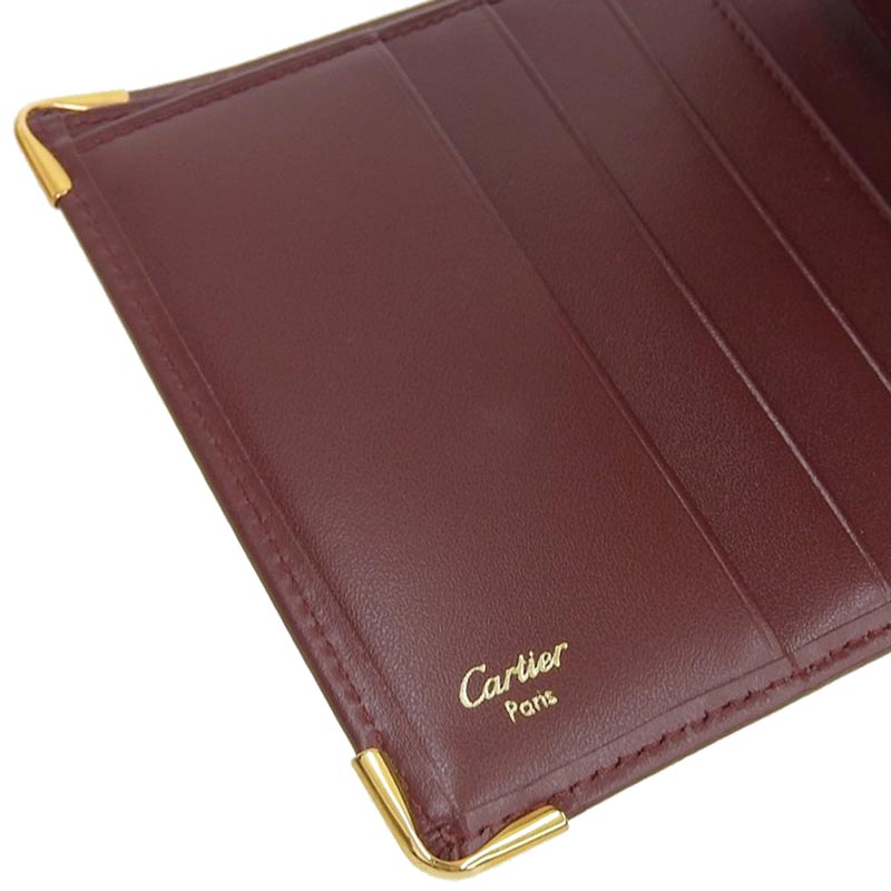 美品 カルティエ Cartier マストライン 二つ折り財布 ボルドー 財布