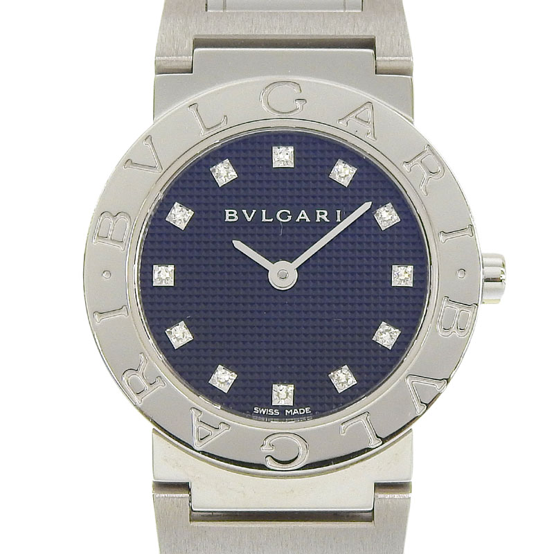 ブルガリ BVLGARI ブルガリブルガリ レディース クォーツ 腕時計 SS 12Pダイヤモンド ブラック文字盤 BB26SS 中古 BV0148