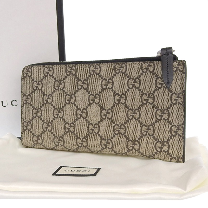 グッチ GUCCI GGスプリーム L字ファスナー 長財布 スネーク ベージュ