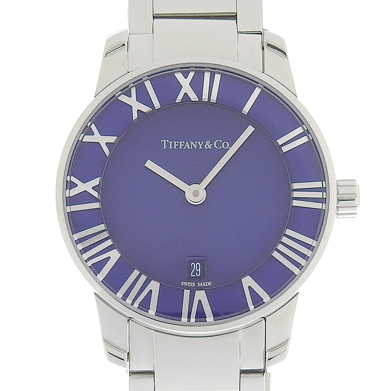 ティファニー TIFFANY & Co. アトラスドーム レディース クォーツ 腕時計 SS ブルー文字盤 32777619 中古 TI0129
