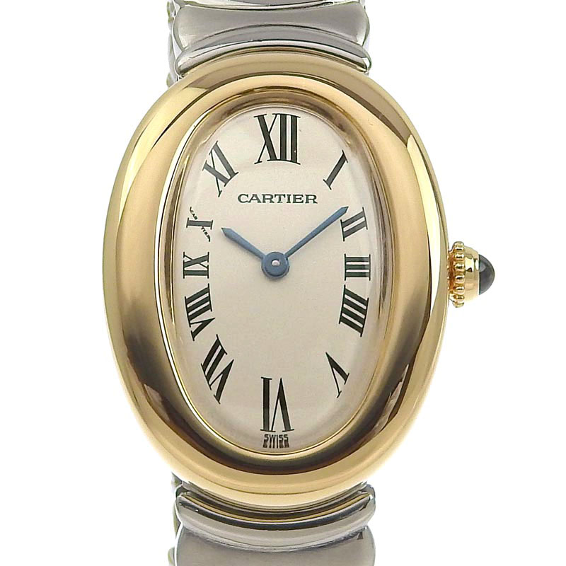 カルティエ CARTIER ベニュワール ベルエポック レディース クォーツ 腕時計 SS/YG アイボリー文字盤 W40002F2 中古 CA0448