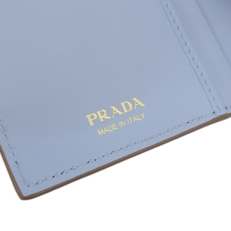 プラダ PRADA 長財布 ロングウォレット レザー ベージュ ライトブルー