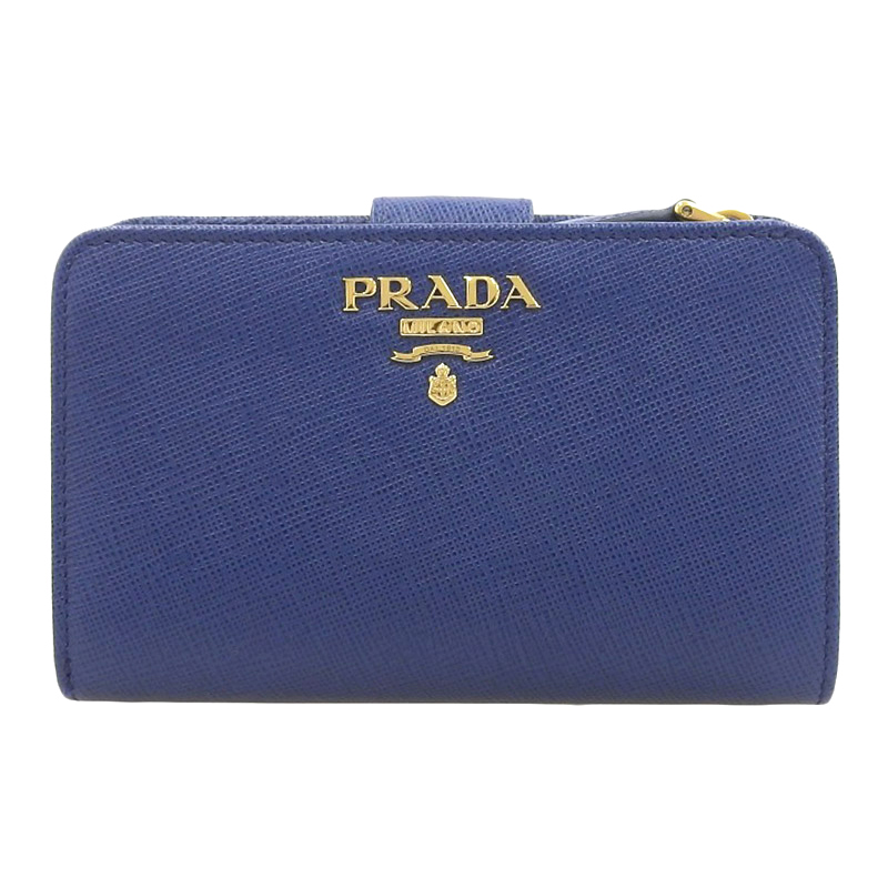 プラダ PRADA 二つ折り財布 サフィアーノ レザー ネイビー 1ML225 中古 OBB0526