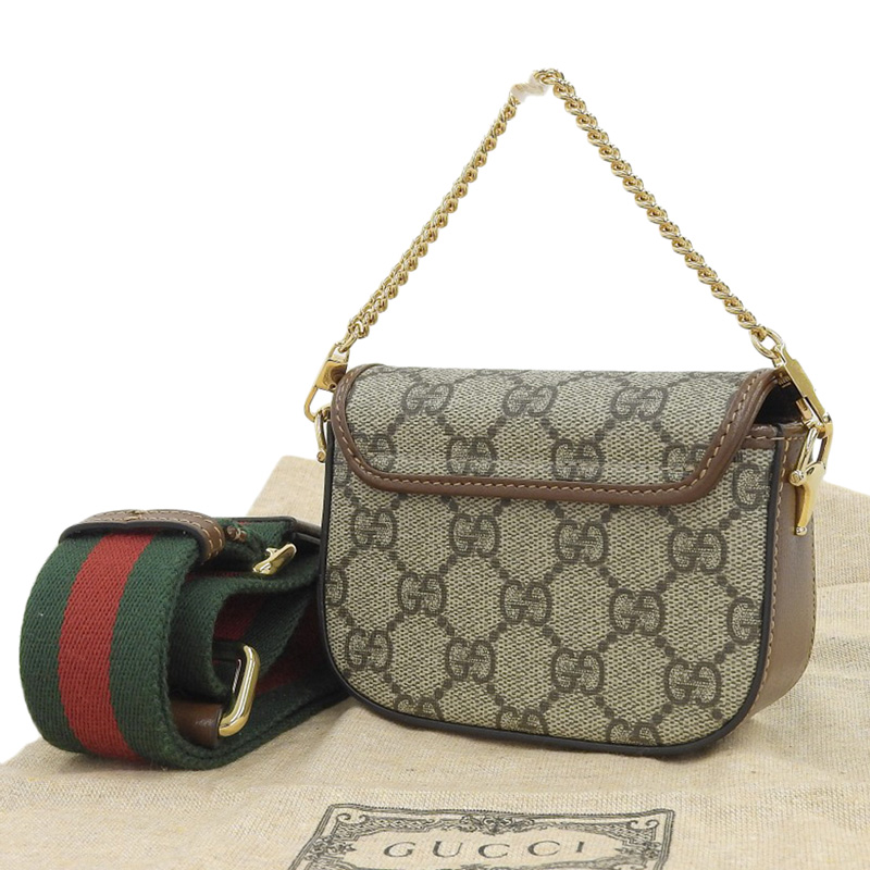 グッチ GUCCI ホースビット 1955 ショルダー ストラップウォレット GGスプリーム レザー ベージュ/ブラウン 699760 美品  GU0589 – ロンド 大阪天神橋筋6丁目